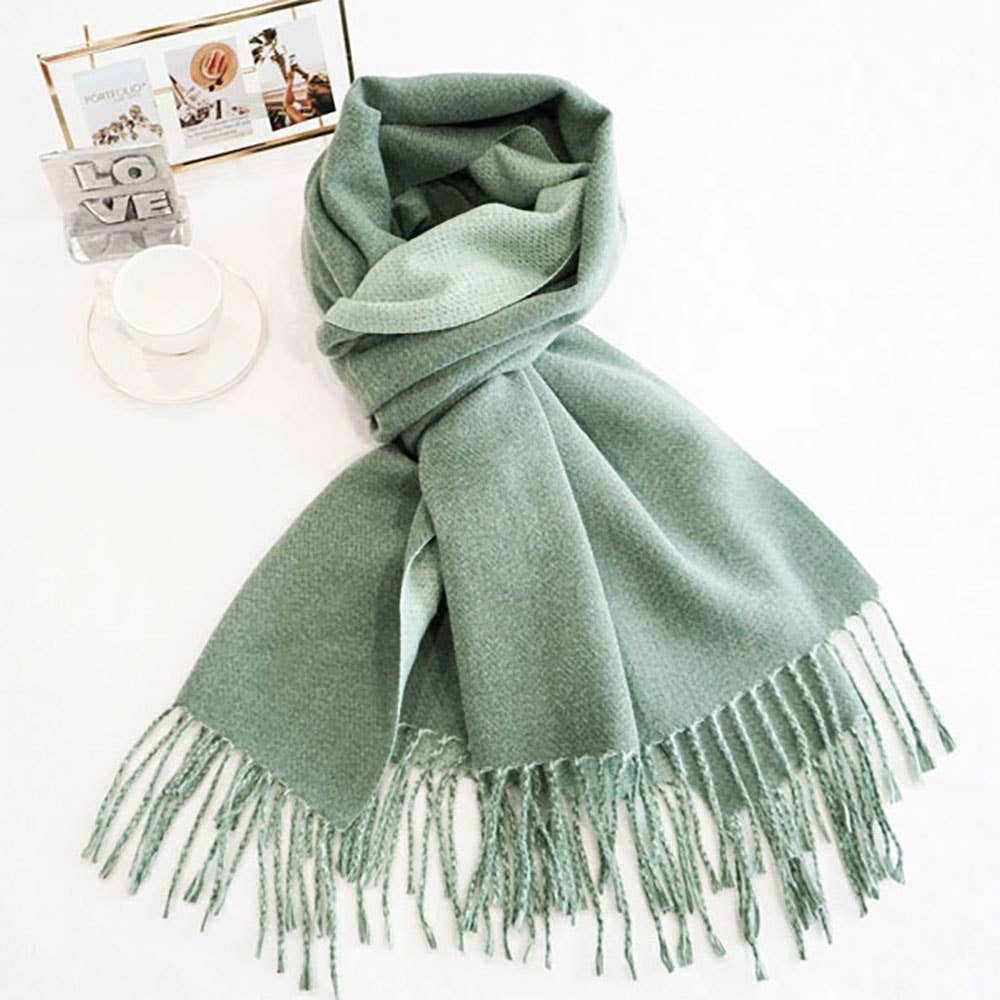 Soft Two Tone Classic Fringe Shawl Wrap Scarf: Beige,Dust Pink