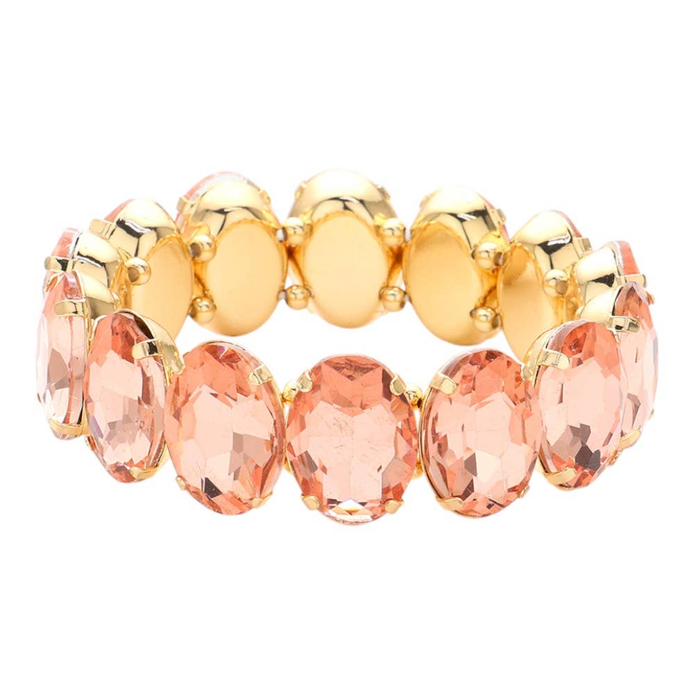 Oval Stone Stretch Evening Bracelet: Multi