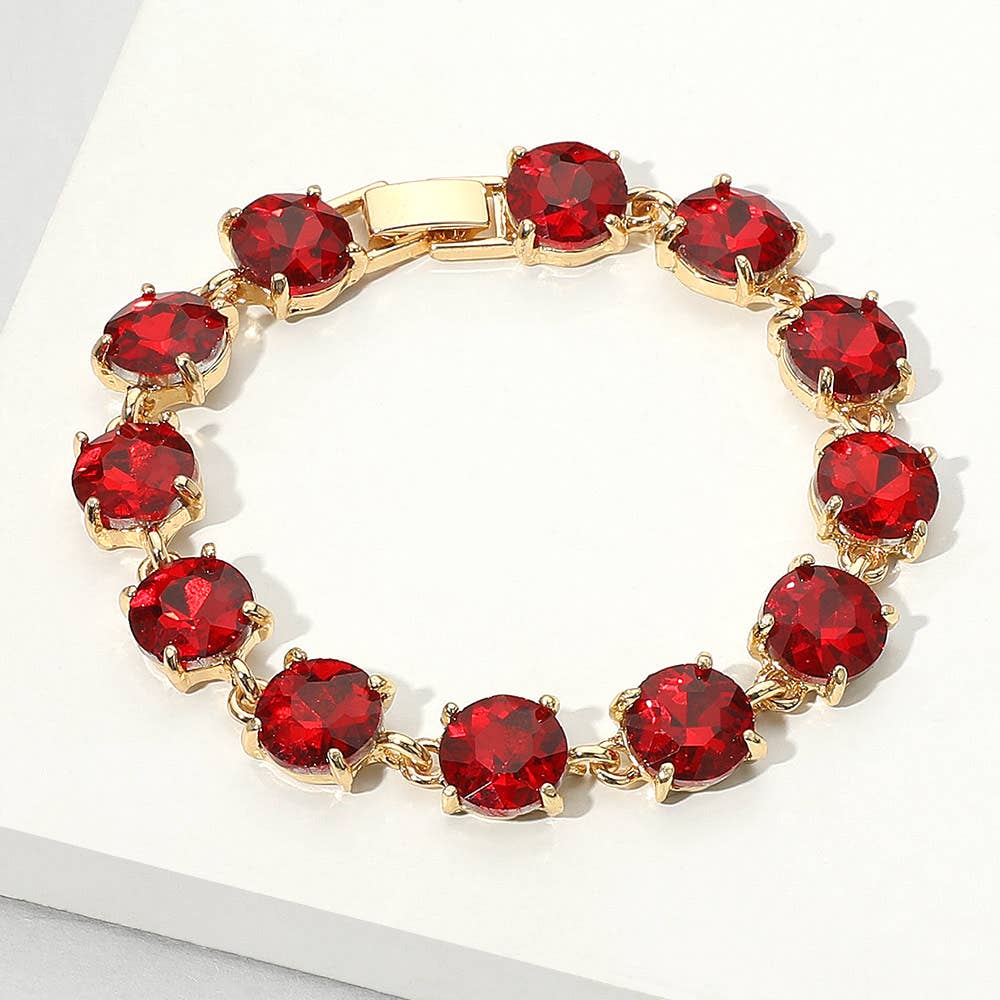 Round Stone Link Evening Bracelet: Gold