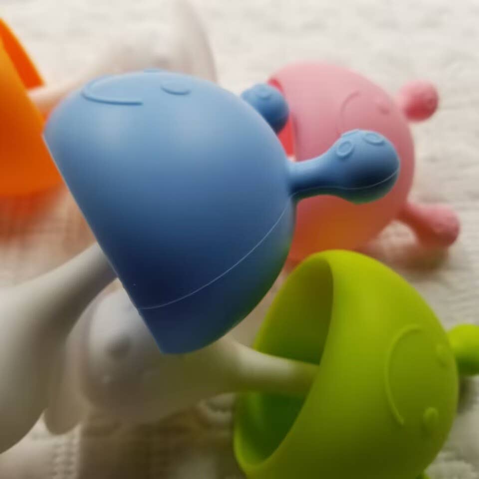 Silicone Mushroom Rattle Baby Teether Toy: Green