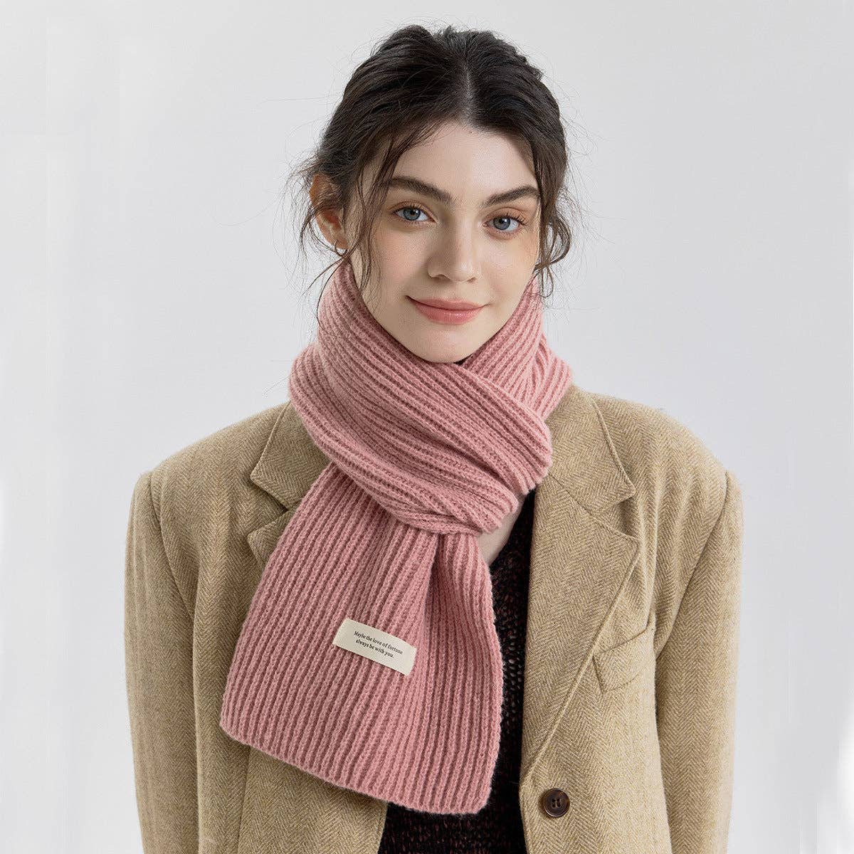 Minimalist Solid Color Knitted Scarf for Women - Stylish and Warm: Light Yellow