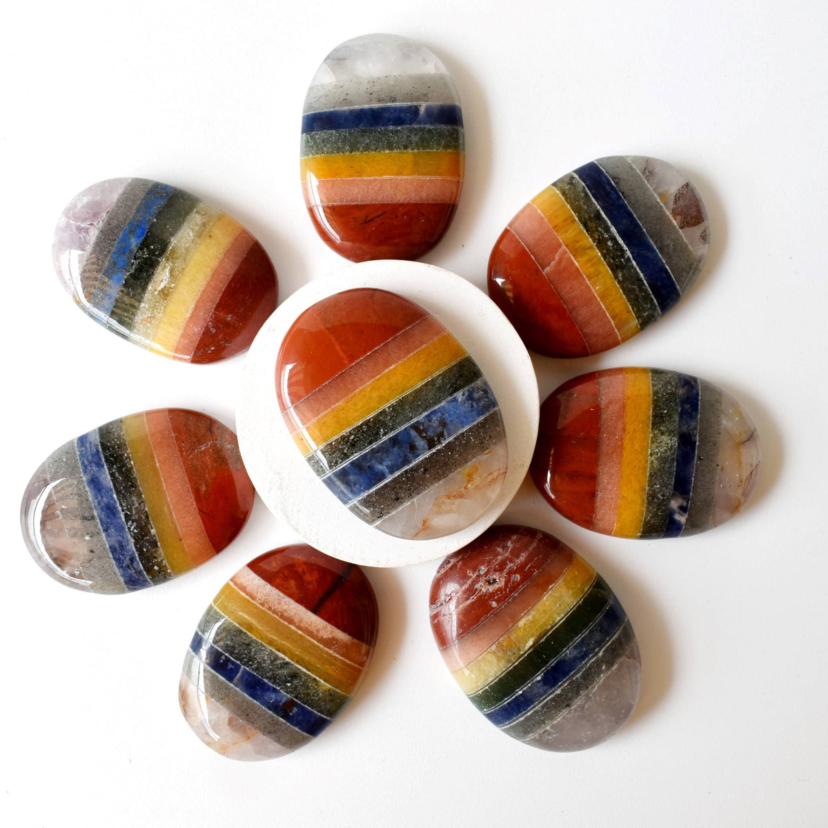 Bonded Chakra Worry Stones, Pocket Crystal, Thumb Stones
