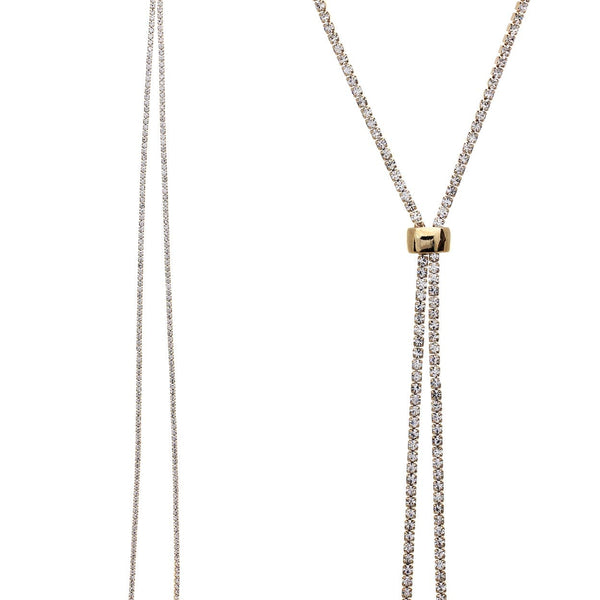 2mm Rhinestones Slider Long Necklace