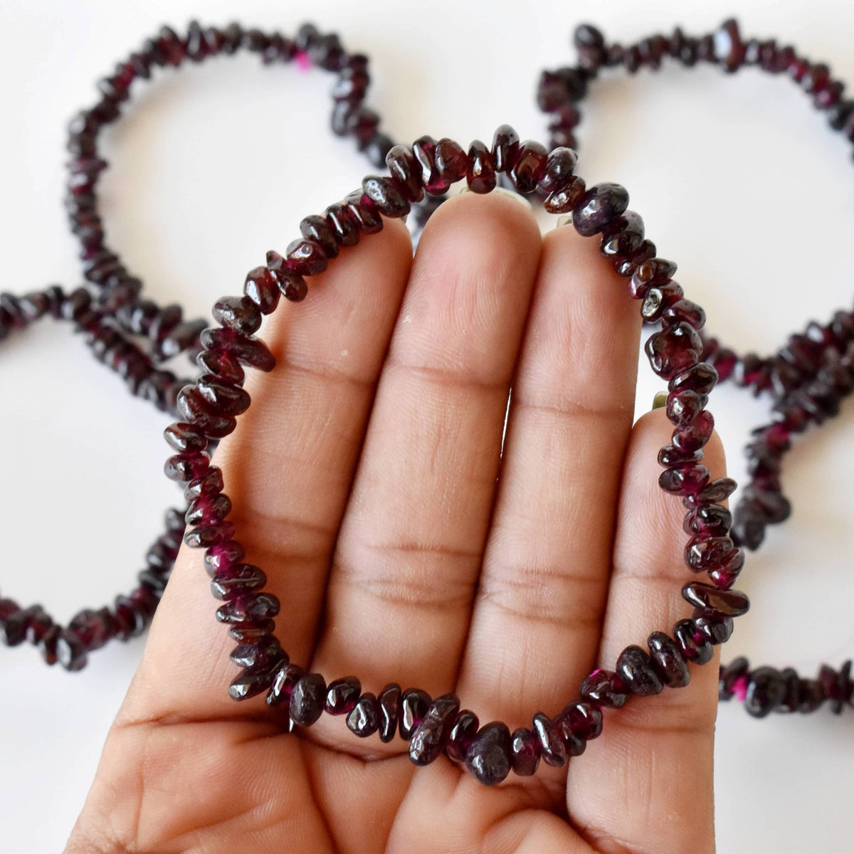Healing Stone | Garnet | Chip Bracelet | Spiritual Jewelry - Candle Queen Candles