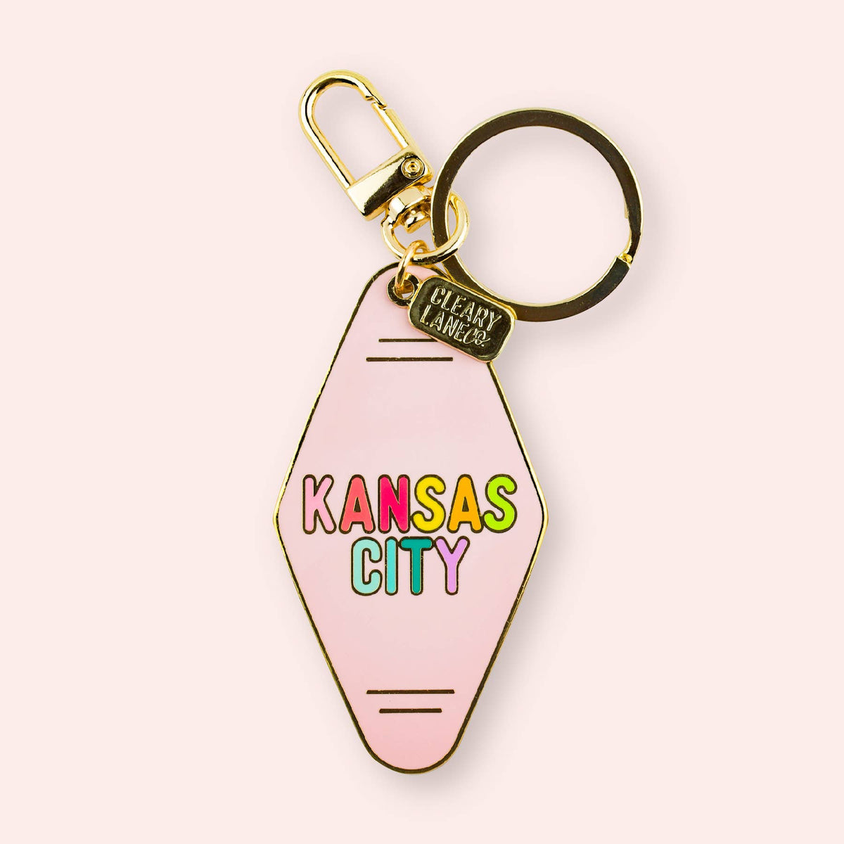 Kansas City Rainbow Enamel Keychains: Hot Pink Heart