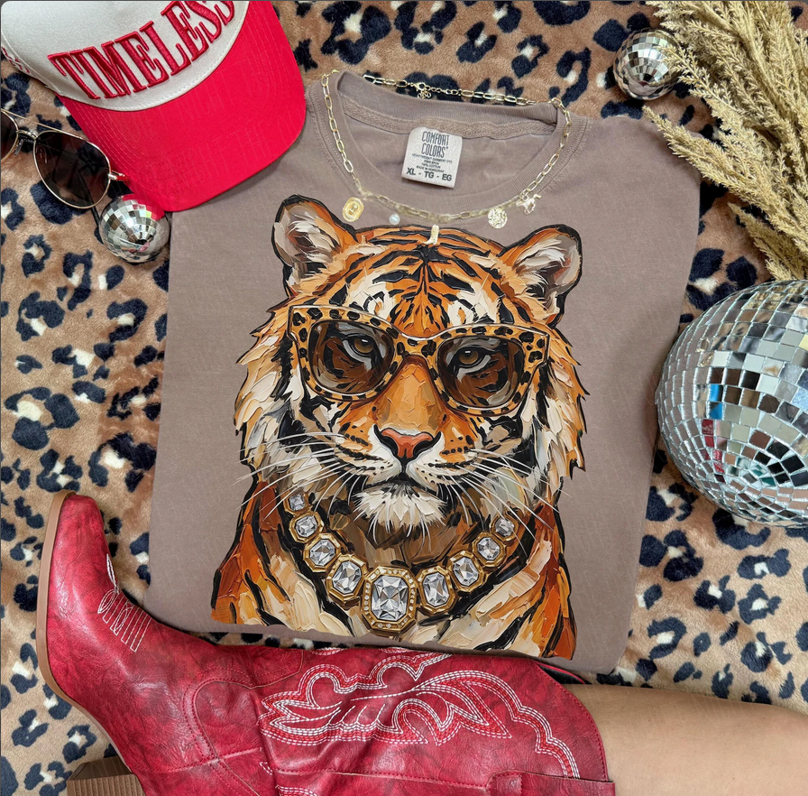Glam Tiger Tee: Espresso