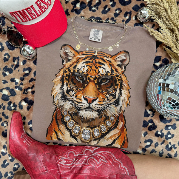 Glam Tiger Tee: Espresso