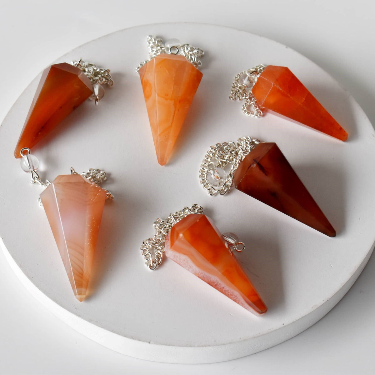 Dowsing Pendulum | Carnelian | Faceted Crystal Pendulum - Candle Queen Candles