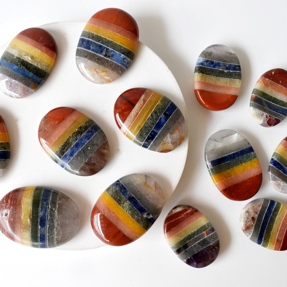 Bonded Chakra Worry Stones, Pocket Crystal, Thumb Stones