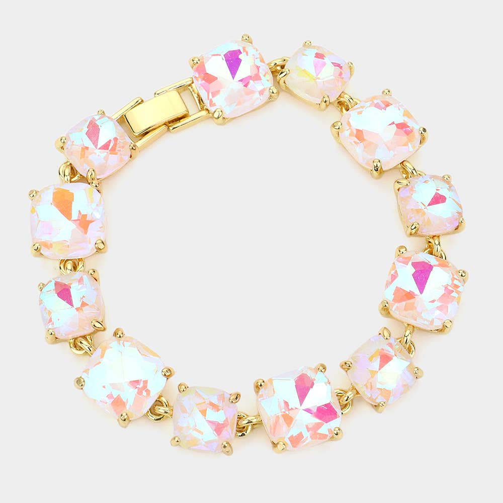 Cushion Square Stone Link Evening Bracelet: Vitrail Medium