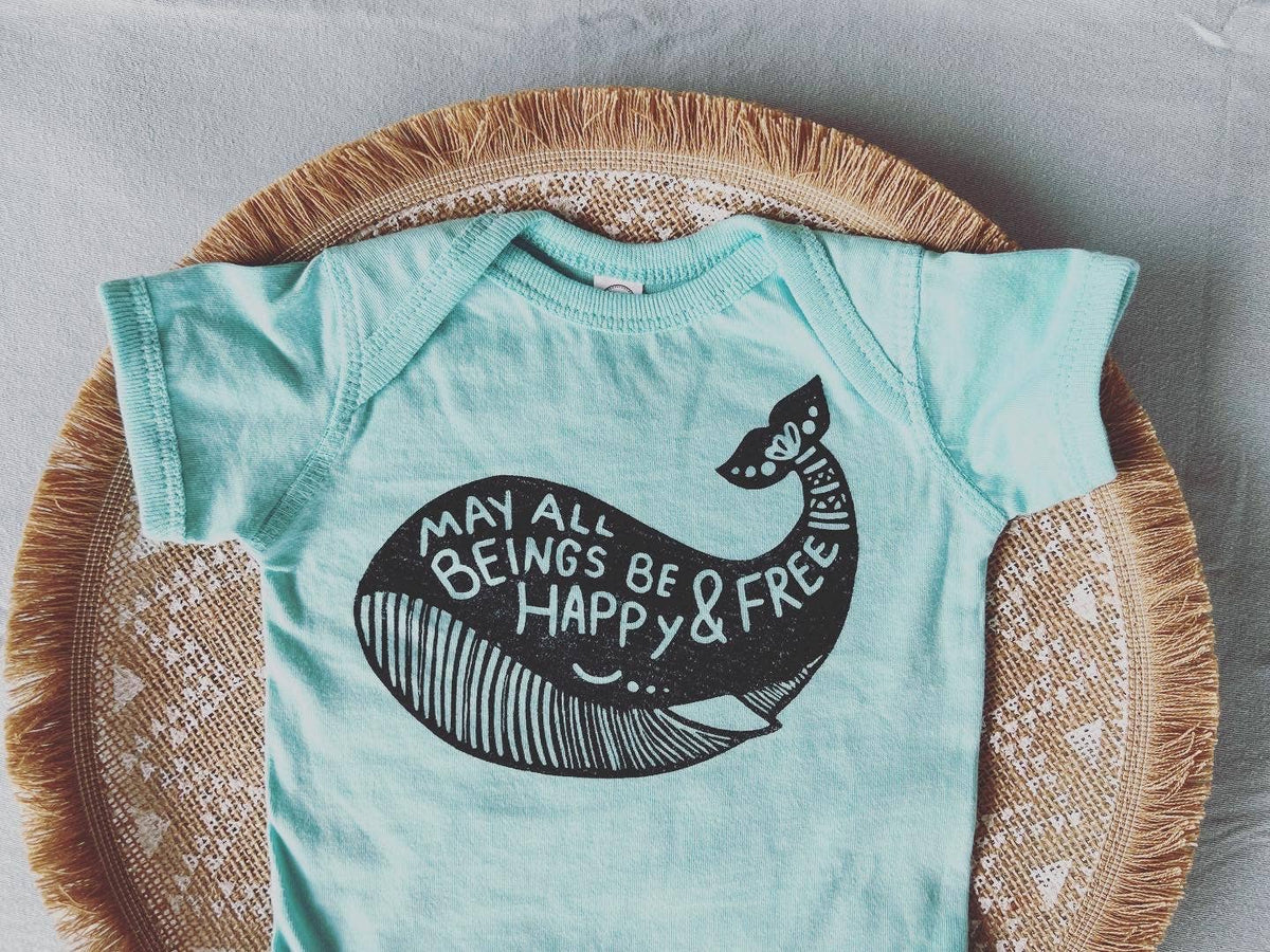 Whale Baby Onesie: Mint / 12M