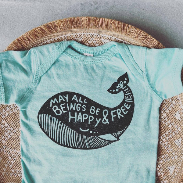Whale Baby Onesie: Mint / 12M
