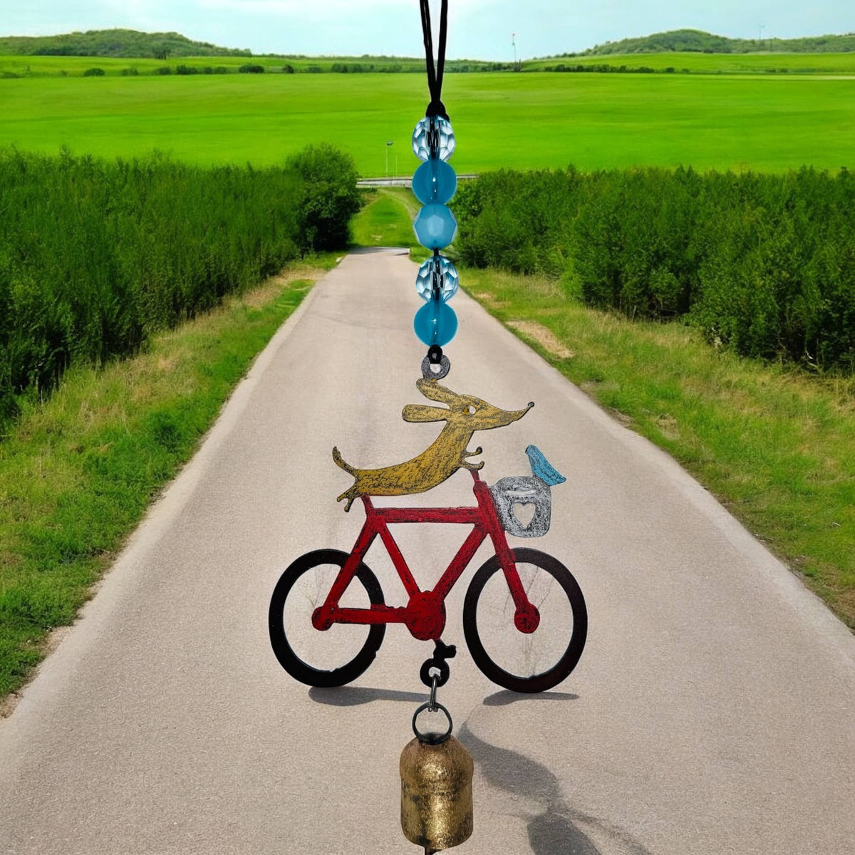 Dog bike chime cool ornament unique metal gift pet lover 
