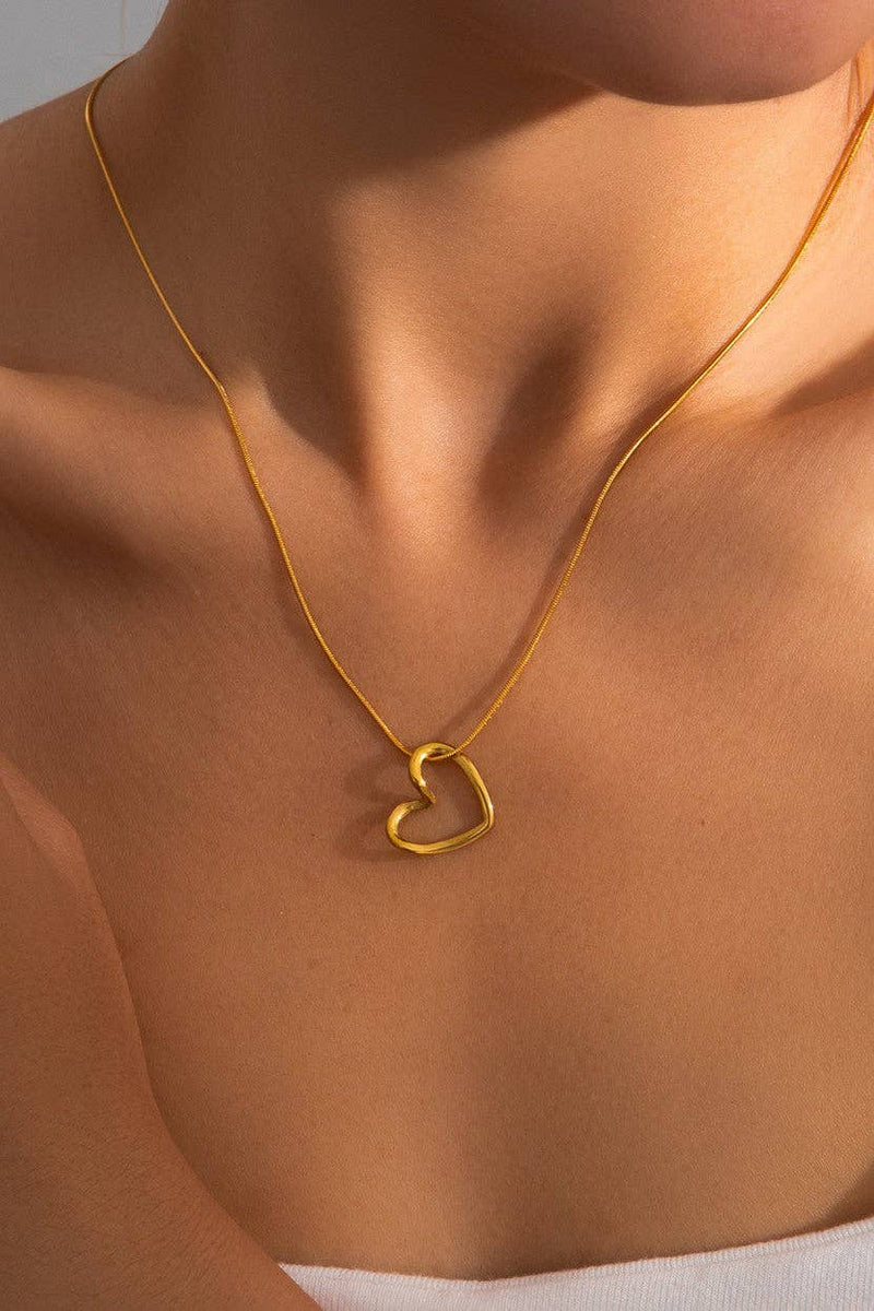 18K Gold Plated Waterproof Stainless Steel Heart Necklace