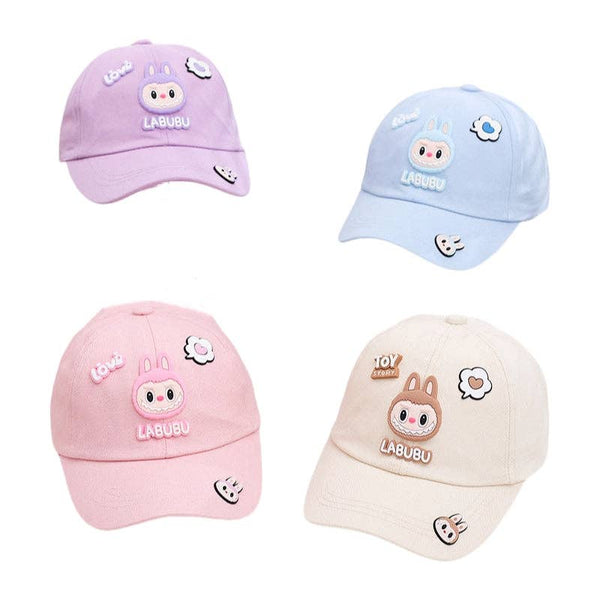 Labubu Kids Baseball Cap with 3D Silicone Patches Adjustable Hat: Cream
