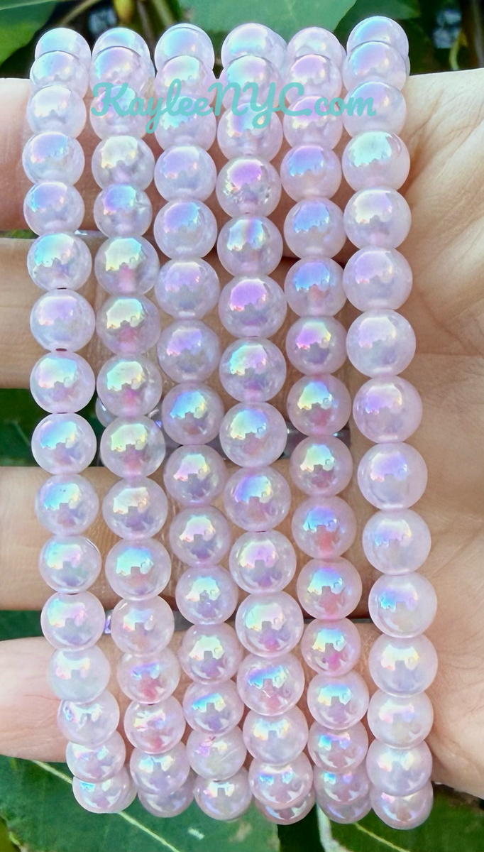 Aura Rose Quartz 6mm 7.5” Crystal Healing