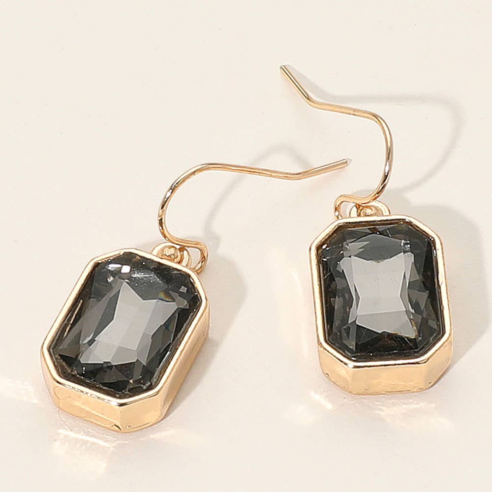 Iridescent Faceted Drop Dangle Earrings: Black Diamond,Gold