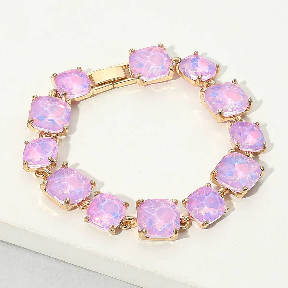 Cushion Square Stone Link Evening Bracelet: Vitrail Medium