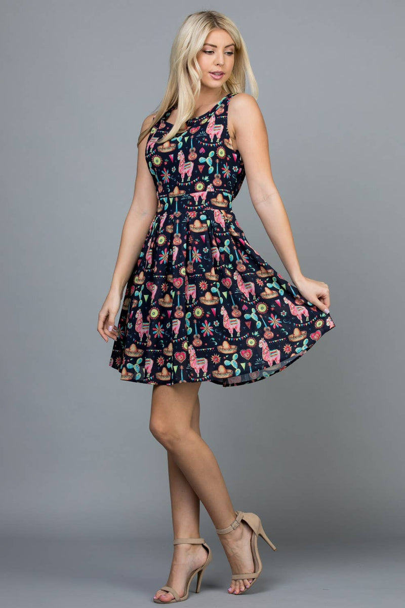 Fiesta Llama Print Dress