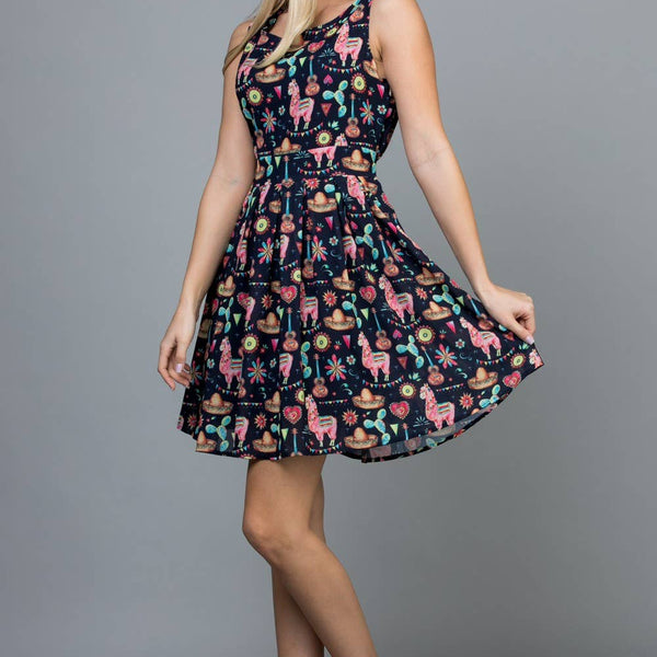 Fiesta Llama Print Dress
