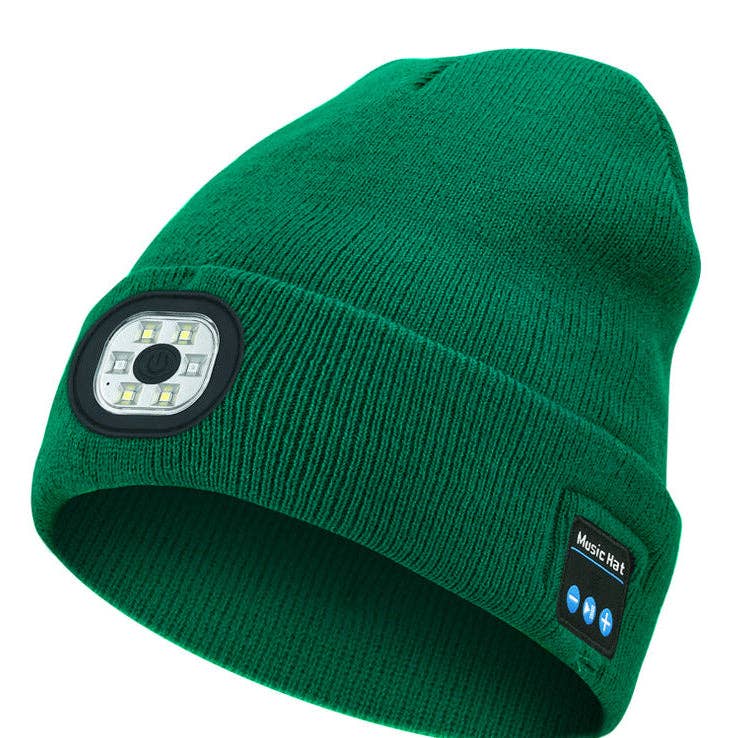 Wireless Bluetooth Beanie with LED Light Outdoor Warm Knit Hat: M1-L10 Medium Heather Gray 1-Light