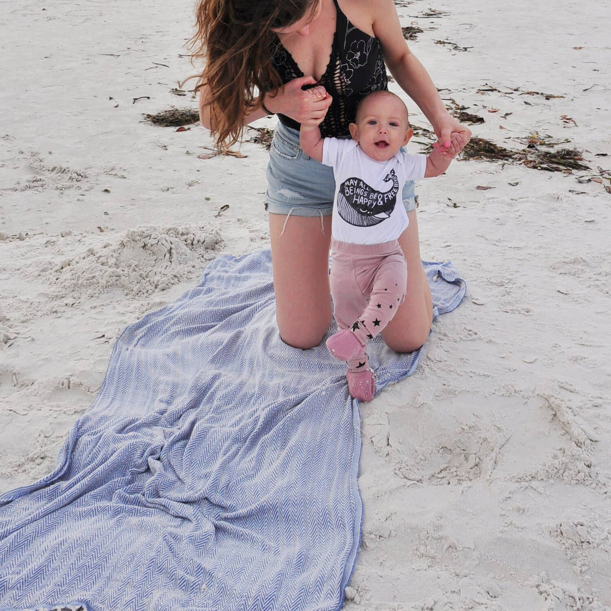 Whale Baby Onesie: Mint / 12M