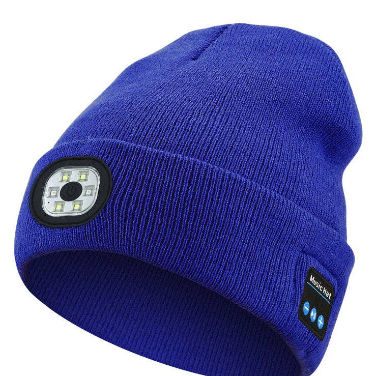 Wireless Bluetooth Beanie with LED Light Outdoor Warm Knit Hat: M1-L10 Medium Heather Gray 1-Light