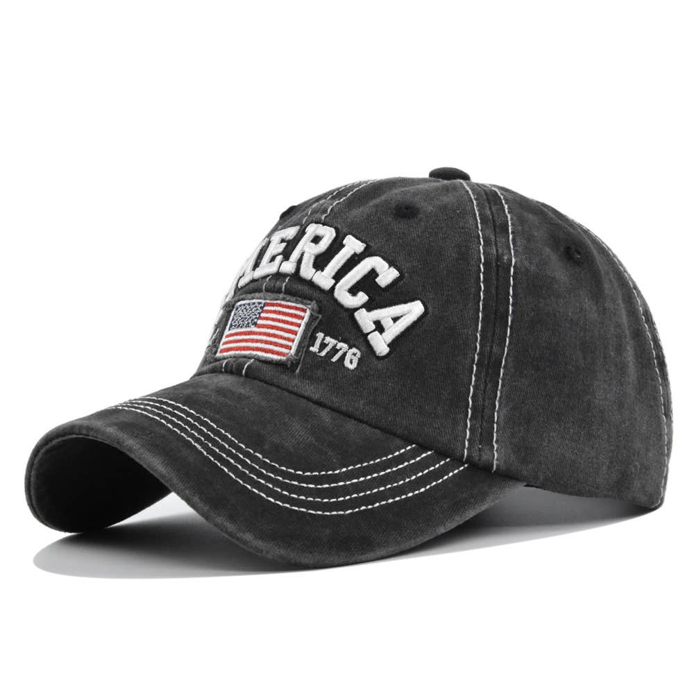 Fourth of July American flag baseball cap: Navy blue