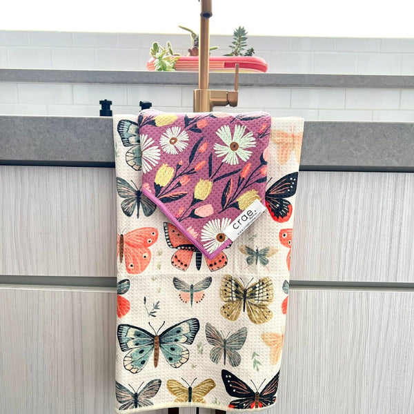 Wings/Flower Farm: Double Sided-Hand Towel Washcloth Set