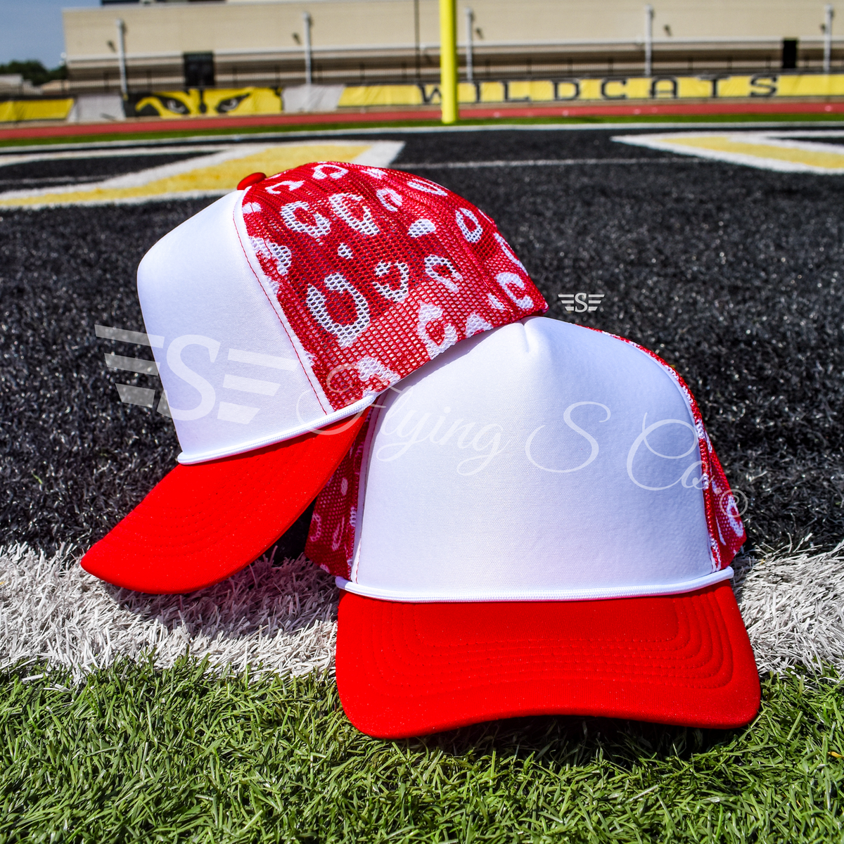 White Front Leopard Magna Pony™ Mesh Foam Trucker Hat: Orange