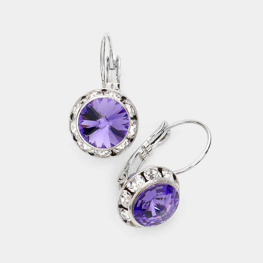 Rivoli Cut Genuine Crystal Lever Back Earrings: AB