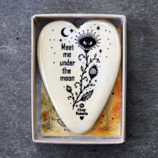 Meet me under the moon, handmade USA, boxed gift, clay