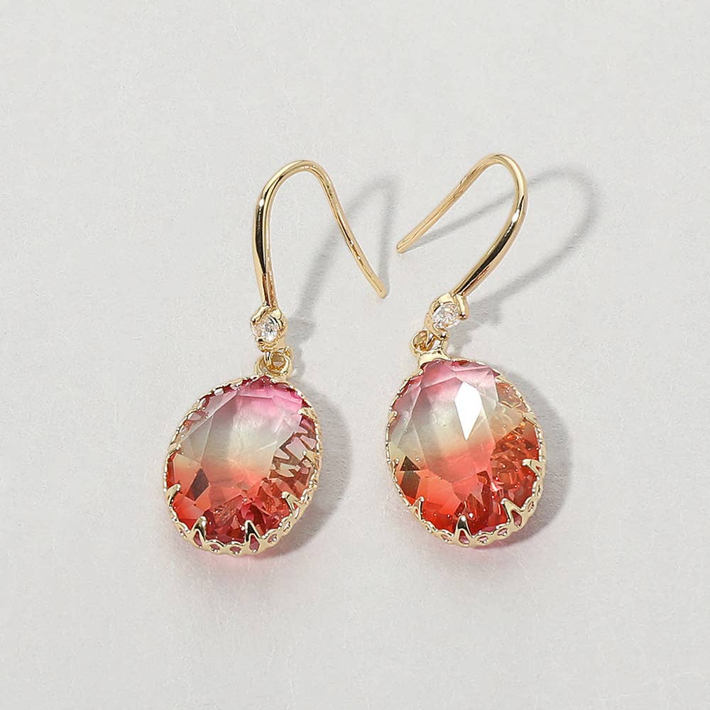 Oval Stone Drop Earrings: Light,Multi