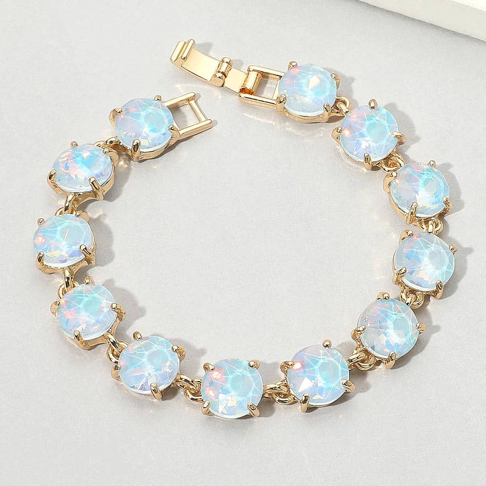 Round Stone Link Evening Bracelet: Gold