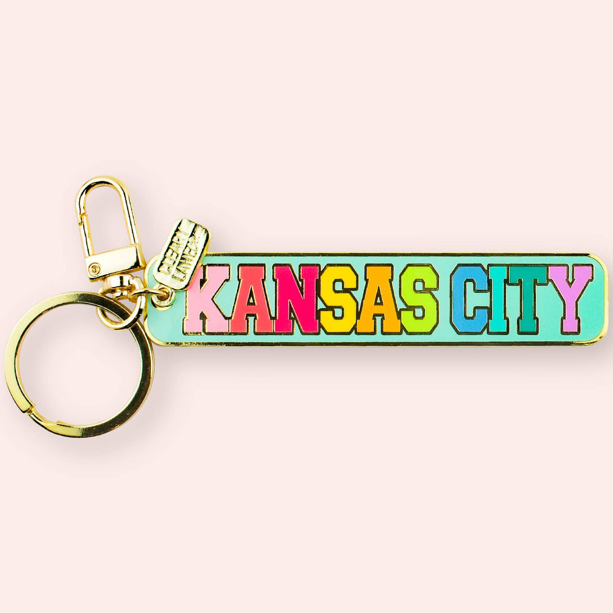 Kansas City Rainbow Enamel Keychains: Hot Pink Heart