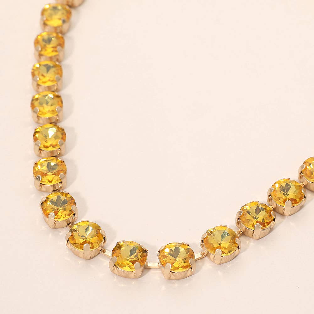 Round Stone Cluster Link Tennis Chain Necklace: Mint