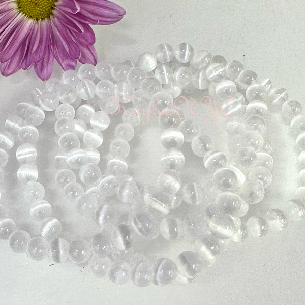 Natural Selenite 6mm 7.5” Stretch Bracelet
