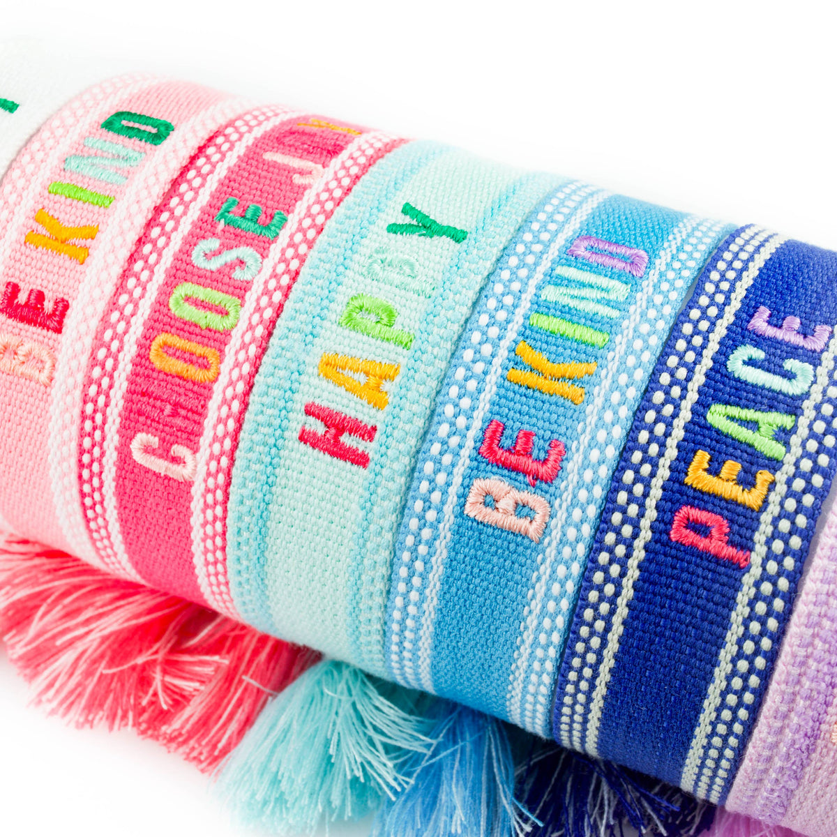 Colorful Embroidered Bracelets: Blush | Be Kind