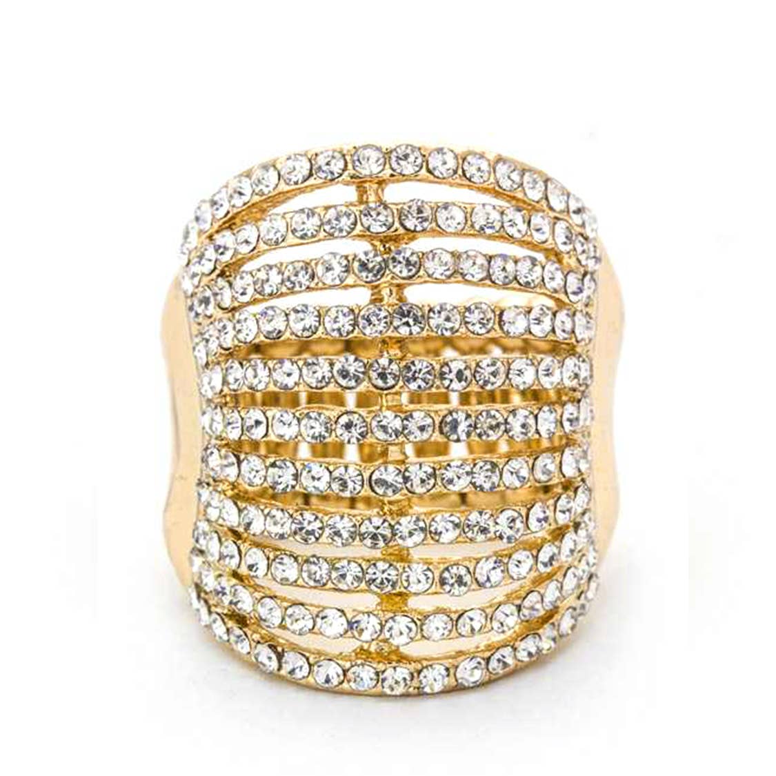 Layered Crystals Stretch Ring: Silver/AB