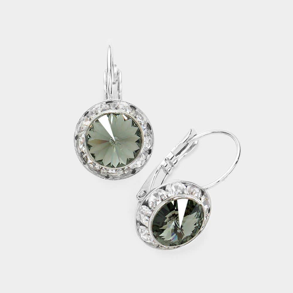 Rivoli Cut Genuine Crystal Lever Back Earrings: AB