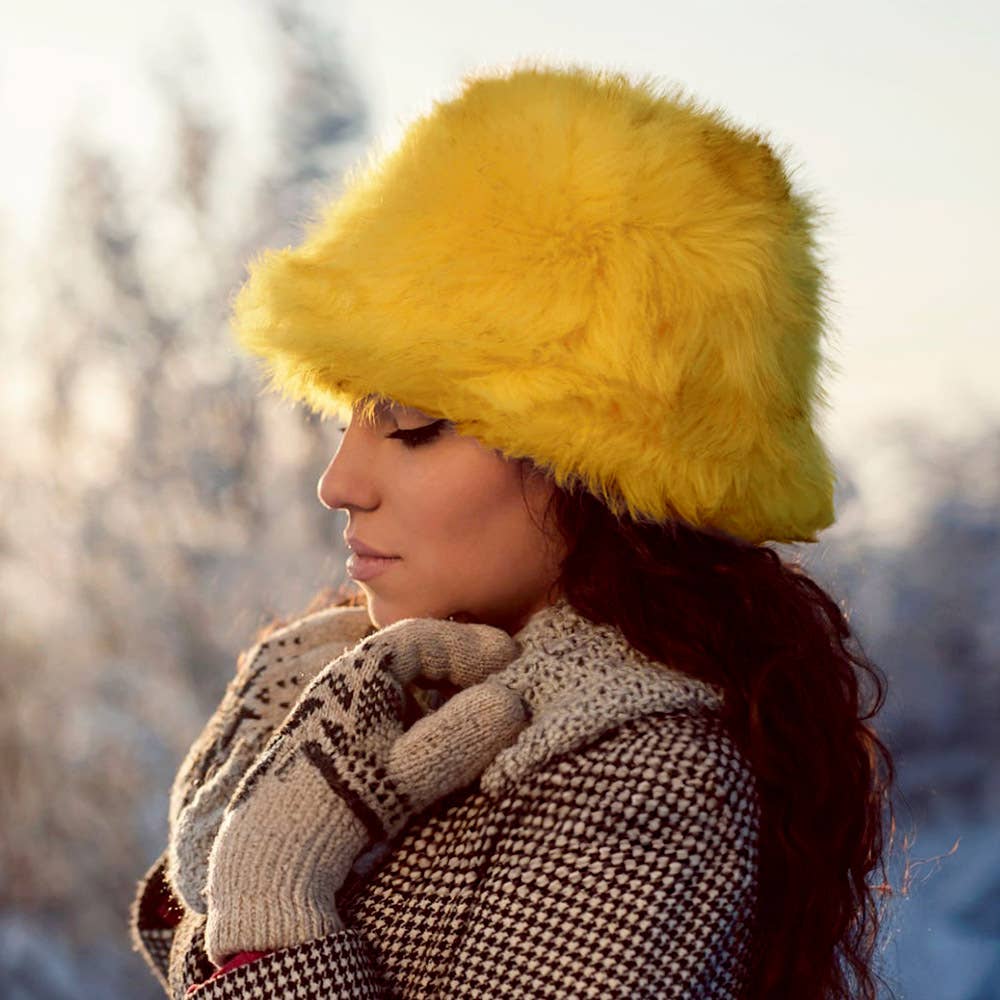 Fuzzy pink Faux Fur Bucket Hat