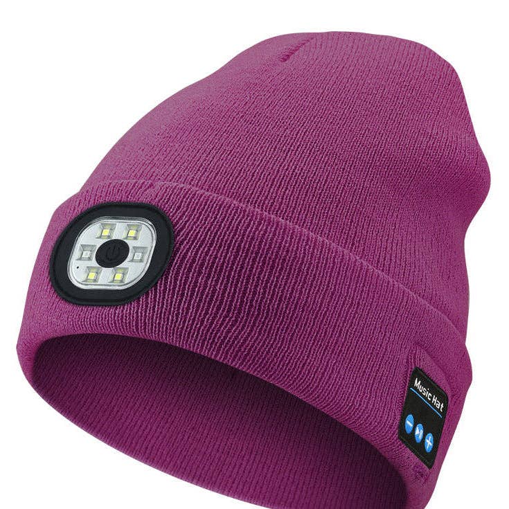 Wireless Bluetooth Beanie with LED Light Outdoor Warm Knit Hat: M1-L10 Black 1-Light
