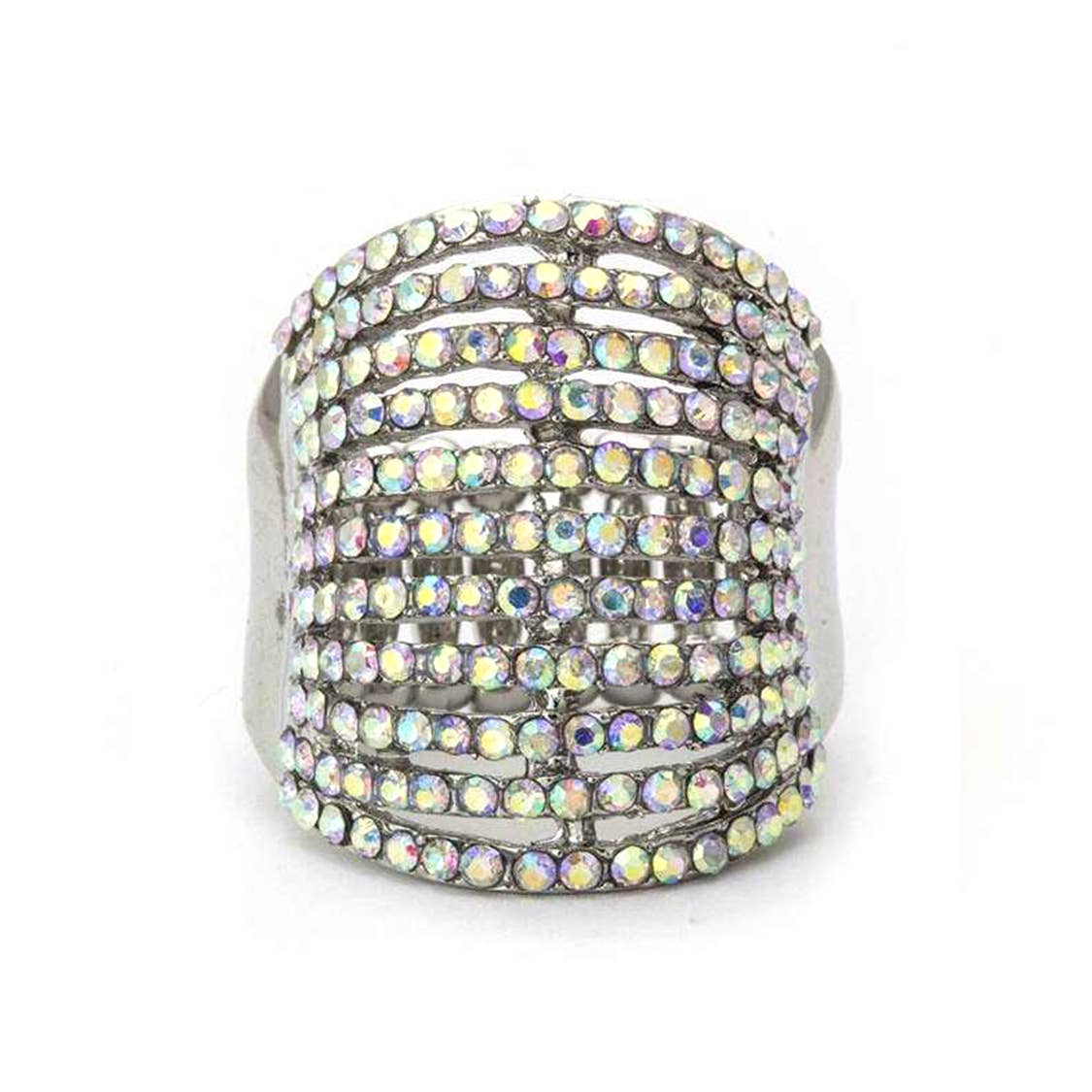 Layered Crystals Stretch Ring: Rosegold/AB
