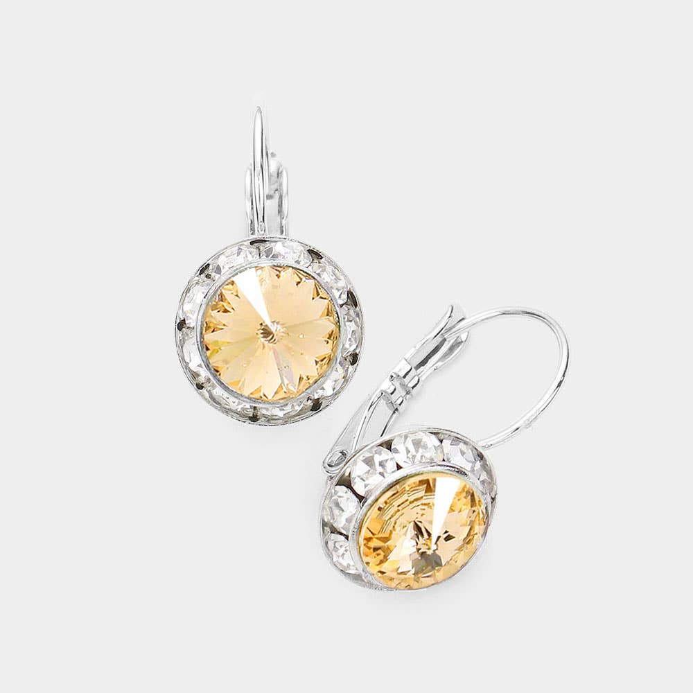 Rivoli Cut Genuine Crystal Lever Back Earrings: AB