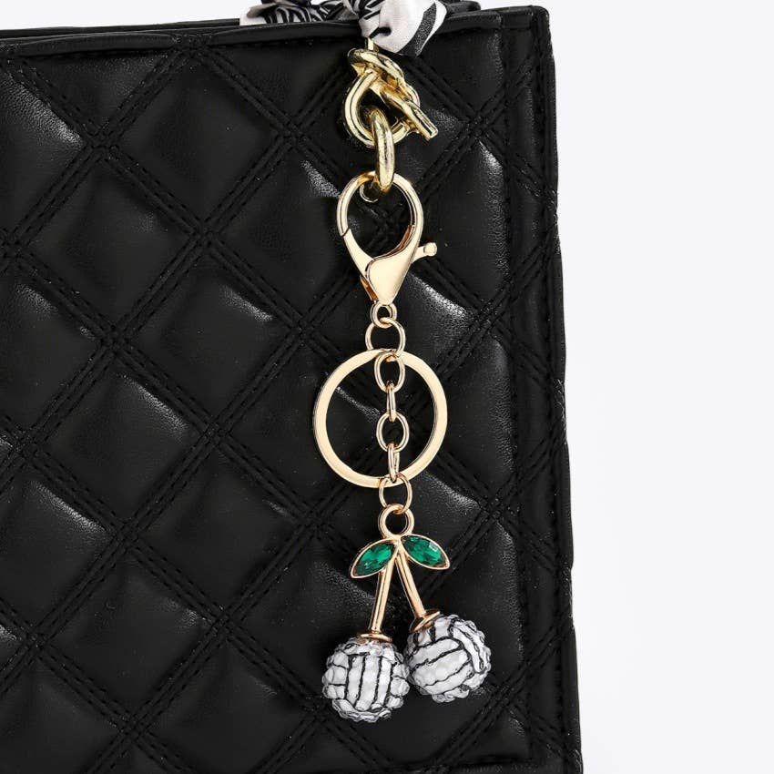 Bedazzled Cherry Sports Keychain