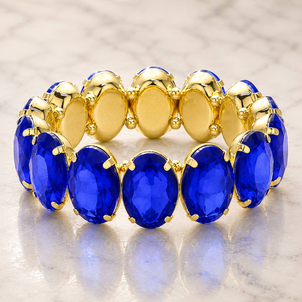 Oval Stone Stretch Evening Bracelet: Multi