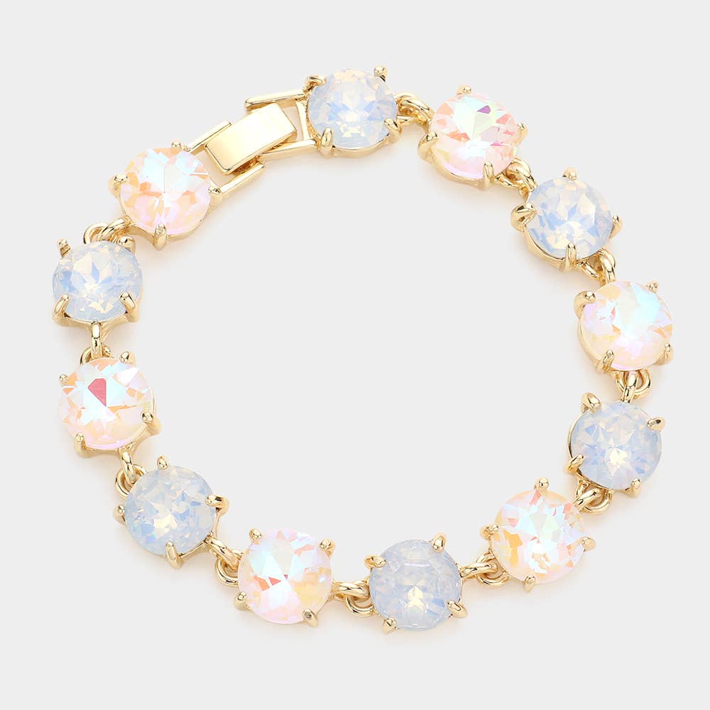 Round Stone Link Evening Bracelet: Gold