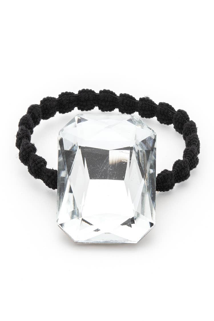 Crystal Stone Holiday Hair Tie: Clear