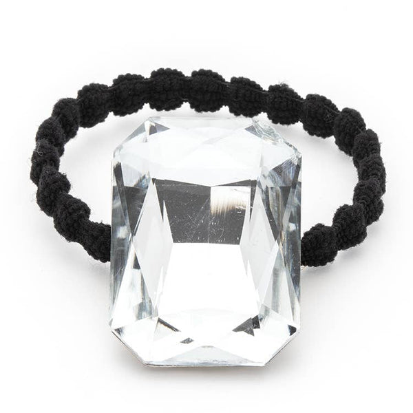 Crystal Stone Holiday Hair Tie: Clear