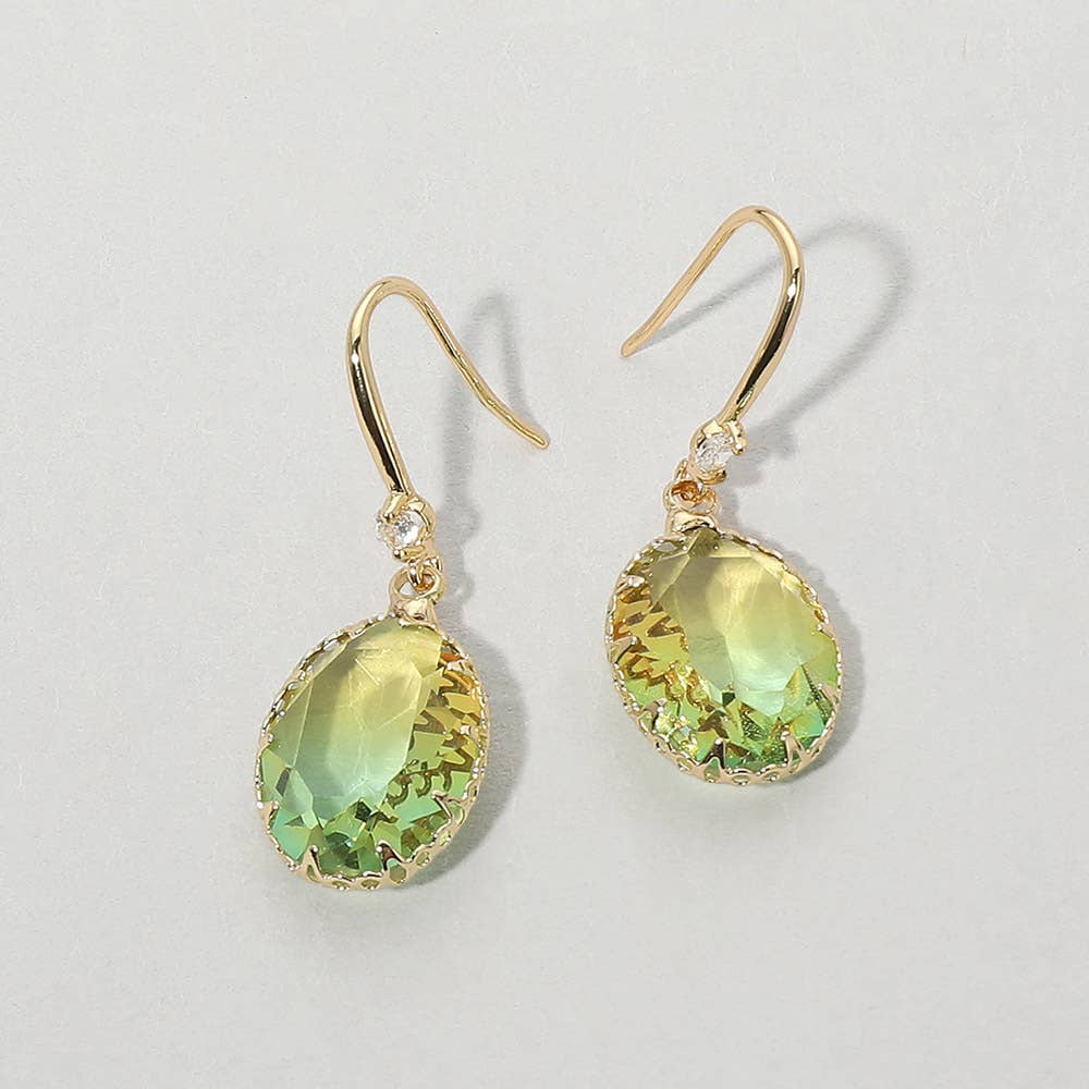 Oval Stone Drop Earrings: Light,Multi